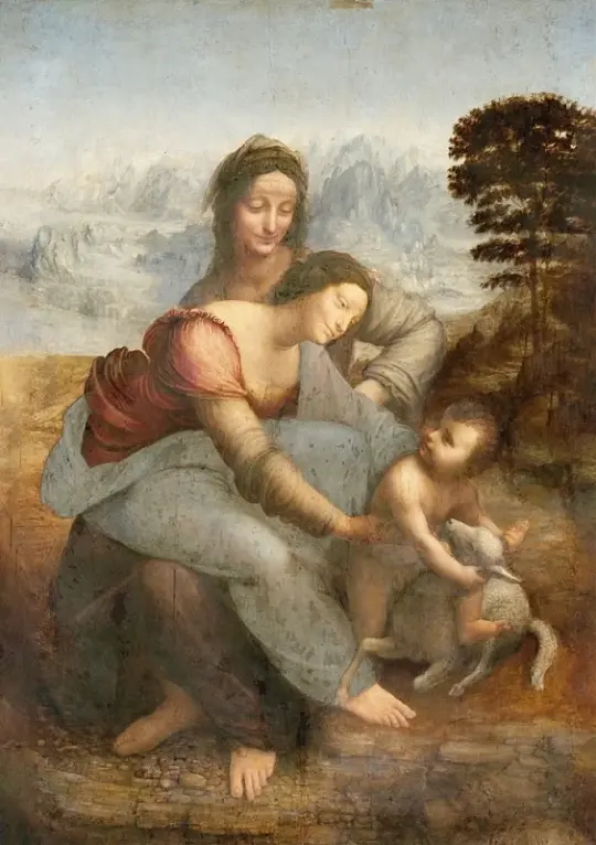 Leonardo da Vinci | Die Jungfrau mit Kind und der heiligen Anna – 1513 | Giclée Kunstdruck gerahmt