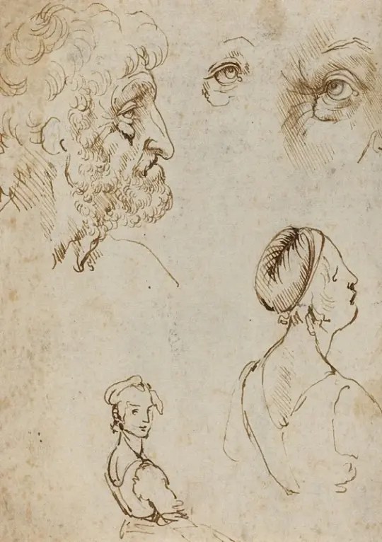 Leonardo da Vinci | Studienblatt - 1475 | Giclée Kunstdruck gerahmt