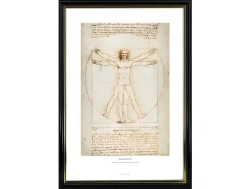 Leonardo da Vinci | Vitruvmann, Proportionszeichnung - 1490 | Gallery Edition | Gerahmter Kunstdruck | Renaissance