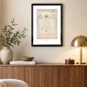 Leonardo da Vinci | Vitruvmann, Proportionszeichnung - 1490 | Gallery Edition | Gerahmter Kunstdruck | Renaissance