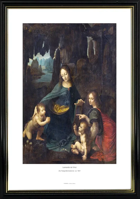 Leonardo da Vinci | Klippernes Jomfru - 1601 | Gallery Edition | Indrammet kunsttryk | Renæssance