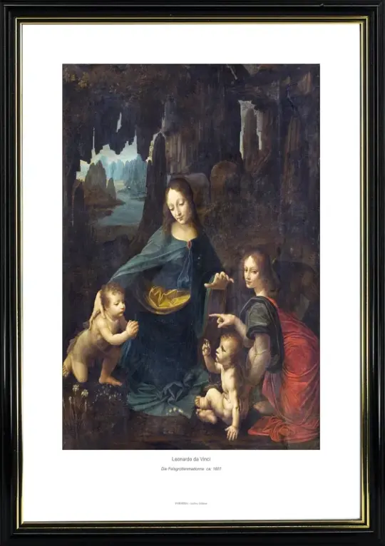 Leonardo da Vinci | Klippernes Jomfru - 1601 | Gallery Edition | Indrammet kunsttryk | Renæssance