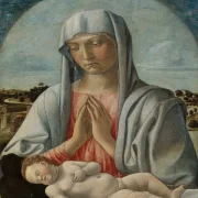 Madonna, die das schlafende Kind anbetet – 1460