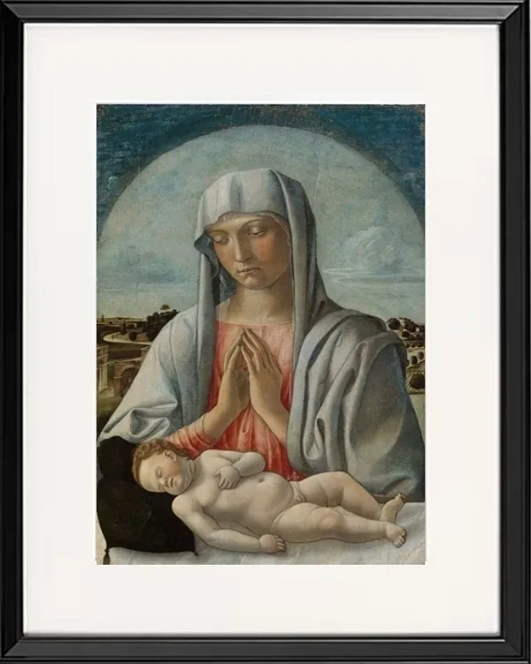 Madonna, die das schlafende Kind anbetet – 1460