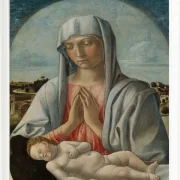 Madonna, die das schlafende Kind anbetet – 1460