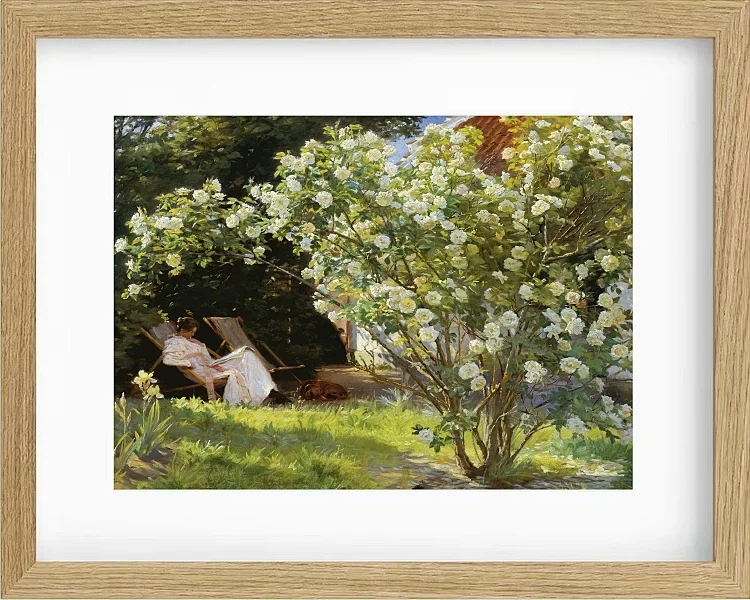 Marie Krøyer sitzt im Liegestuhl im Garten – 1893