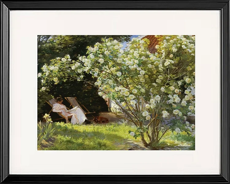 Marie Krøyer sitzt im Liegestuhl im Garten – 1893