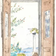 Martinus Rørbye | Aussicht durch ein Fenster auf Procida - 1835  | Gerahmter Kunstdruck | Goldenes Zeitalter Dänemark