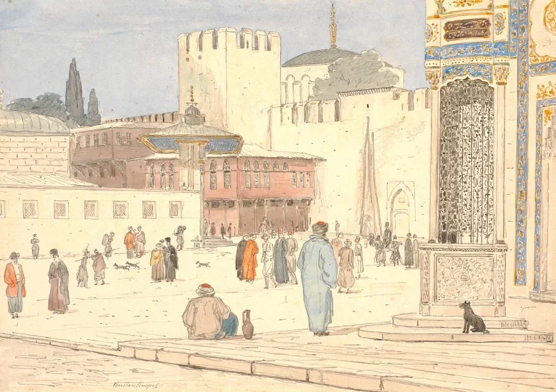 Martinus Rørbye | Bab-i-Hümayan i Konstantinopel – 1836 | Indrammet kunsttryk | Danmarks Guldalder