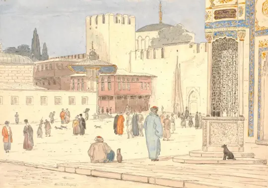 Martinus Rørbye | Bab-i-Hümayan i Konstantinopel – 1836 | Indrammet kunsttryk | Danmarks Guldalder