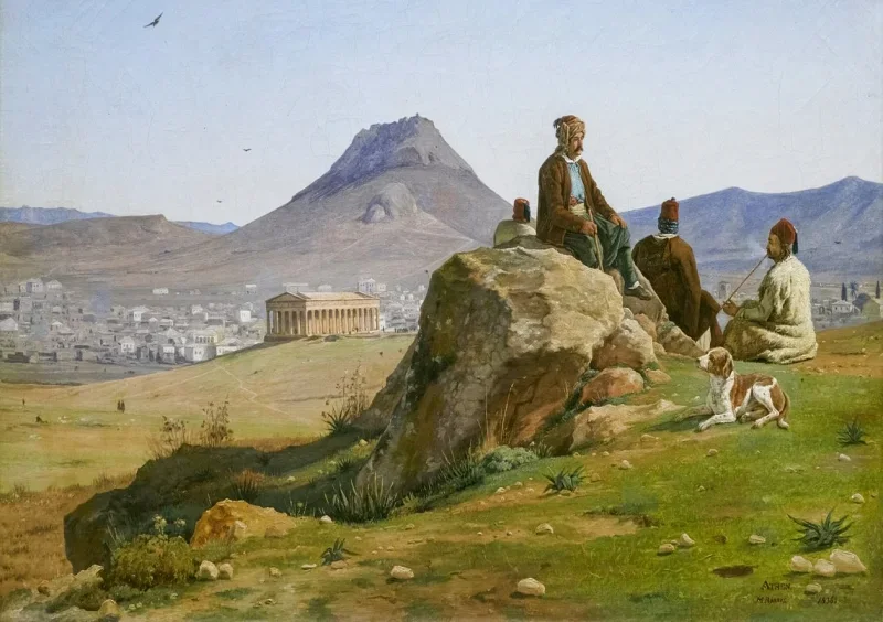 Martinus Rørbye | Blick auf Athen von Südwesten - 1836 | Gerahmter Kunstdruck | Goldenes Zeitalter Dänemark