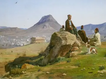 Martinus Rørbye | Blick auf Athen von Südwesten - 1836 | Gerahmter Kunstdruck | Goldenes Zeitalter Dänemark