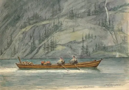 Martinus Rørbye | Fjordlandskab med robåd - 1832 | Indrammet kunsttryk | Danmarks Guldalder