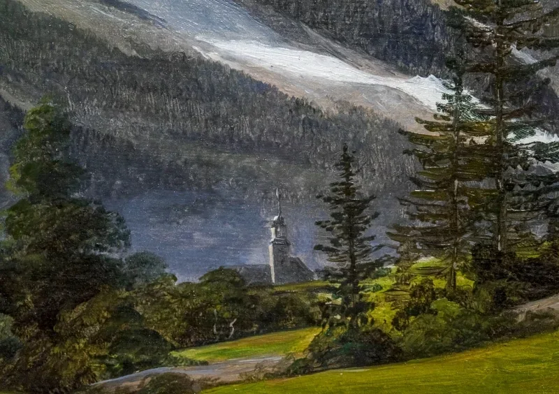 Martinus Rørbye | Blick auf Chamonix und Mont Blanc - 1834 | Gerahmter Kunstdruck | Goldenes Zeitalter Dänemark