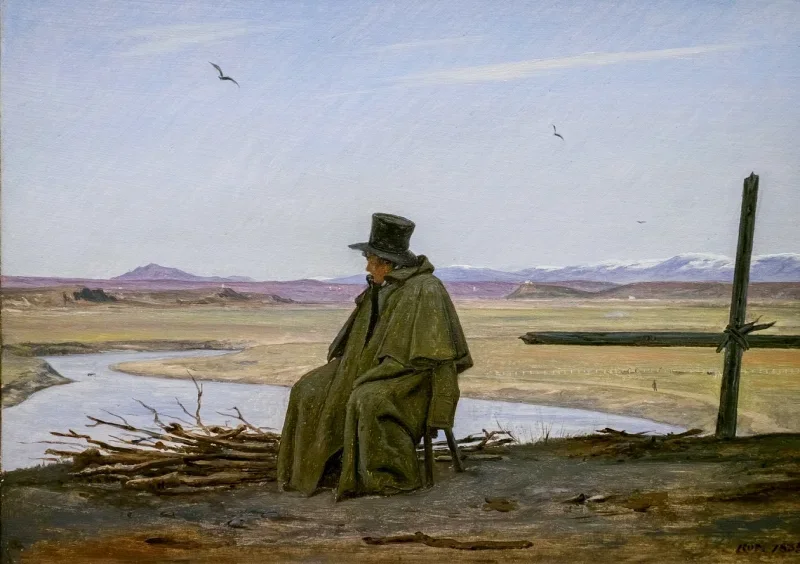 Martinus Rørbye | Blick auf die römische Campagna - 1835 | Gerahmter Kunstdruck | Goldenes Zeitalter Dänemark