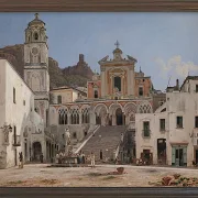 Martinus Rørbye – Blick auf den Platz in Amalfi 1834 | Giclée Kunstdruck gerahmt