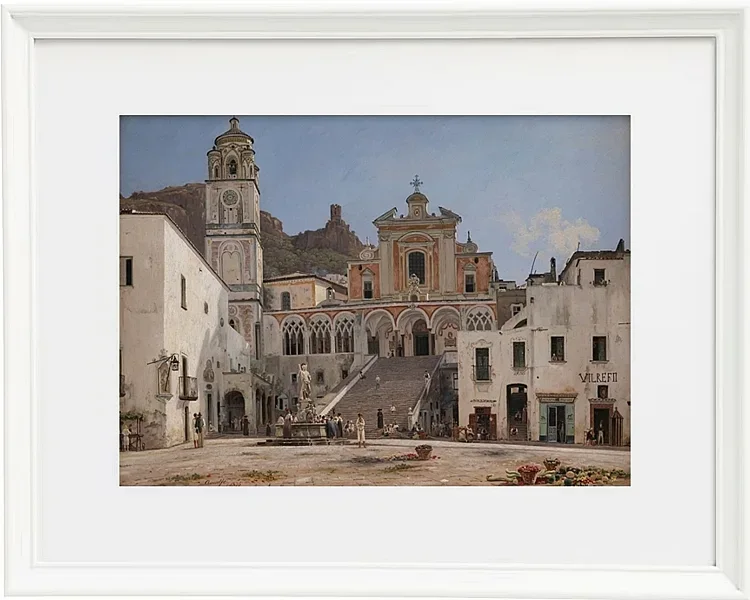 Martinus Rørbye – Blick auf den Platz in Amalfi 1834 | Giclée Kunstdruck gerahmt