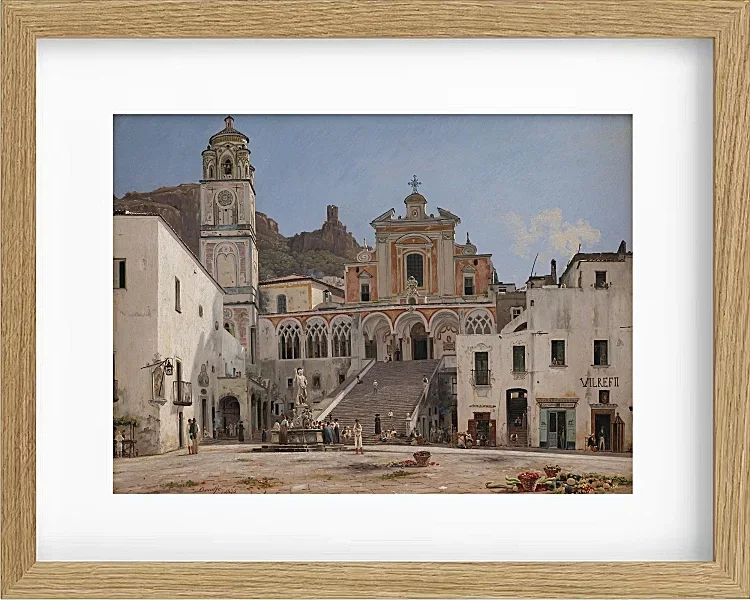 Martinus Rørbye – Blick auf den Platz in Amalfi 1834 | Giclée Kunstdruck gerahmt