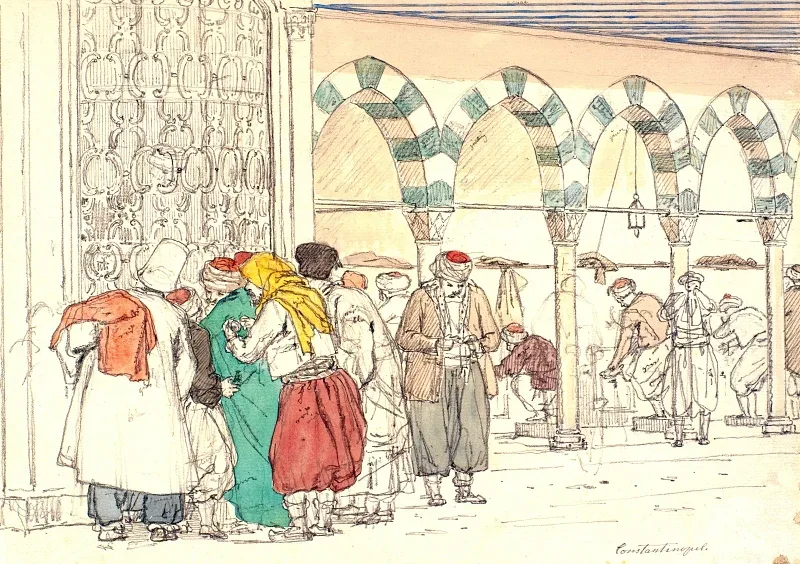 Martinus Rørbye | Ved Toppana Moskeen - 1836 | Indrammet kunsttryk | Danmarks Guldalder
