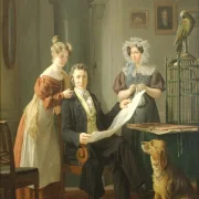 Martinus Rørbye | Chirurg Chr. Fenger mit Frau und Tochter - 1829 | Gerahmter Kunstdruck | Goldenes Zeitalter Dänemark