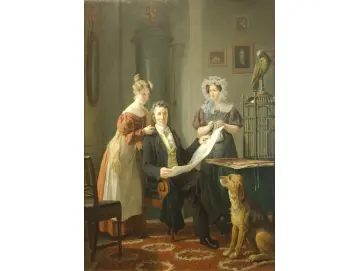 Martinus Rørbye | Chirurg Chr. Fenger mit Frau und Tochter - 1829 | Gerahmter Kunstdruck | Goldenes Zeitalter Dänemark