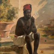 Martinus Rørbye | Ein sitzender Nubier, Rom – 1839 | Gerahmter Kunstdruck | Goldenes Zeitalter Dänemark