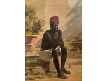 Martinus Rørbye | Ein sitzender Nubier, Rom – 1839 | Gerahmter Kunstdruck | Goldenes Zeitalter Dänemark