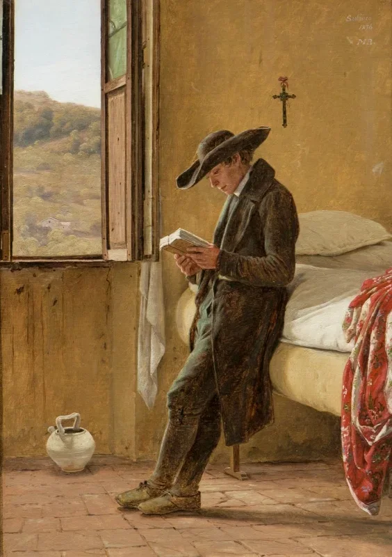 Martinus Rørbye | Ung præst læser – 1836 | Indrammet kunsttryk | Danmarks Guldalder