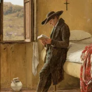 Martinus Rørbye | Ung præst læser – 1836 | Indrammet kunsttryk | Danmarks Guldalder