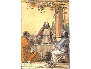 Martinus Rørbye | Christus und die zwei Jünger in Emmaus - 1842 | Gerahmter Kunstdruck | Goldenes Zeitalter Dänemark