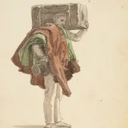 Martinus Rørbye | Stående mand med en kuffert – 1832 | Indrammet kunsttryk | Danmarks Guldalder