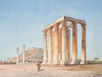 Martinus Rørbye | Der Zeustempel - 1835 | Gerahmter Kunstdruck | Goldenes Zeitalter Dänemark