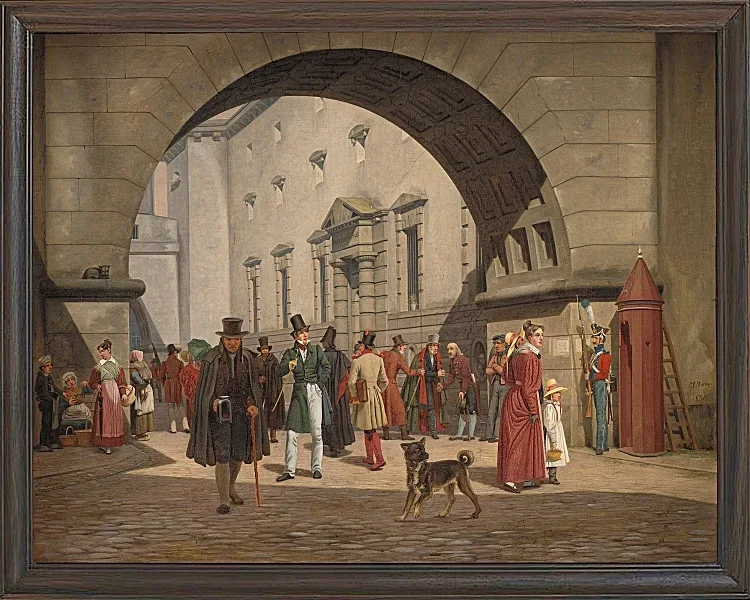 Martinus Rørbye – Das Gefängnis von Kopenhagen 1831 | Giclée Kunstdruck gerahmt