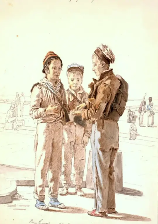 Martinus Rørbye | Tre drenge fra Auvergne - 1834 | Indrammet kunsttryk | Danmarks Guldalder