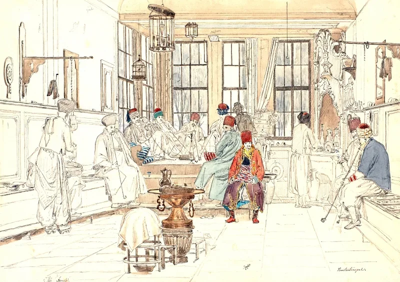 Martinus Rørbye | Das Innere eines türkischen Cafés – 1836 | Gerahmter Kunstdruck | Goldenes Zeitalter Dänemark