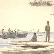 Martinus Rørbye | Zwei Fischerboote fahren zum Strand von Skagen – 1846 | Gerahmter Kunstdruck | Goldenes Zeitalter Dänemark