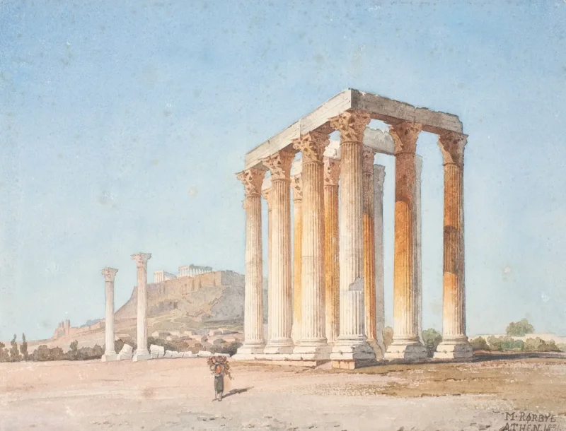 Martinus Rørbye – Der Zeustempel 1835 | Giclée Kunstdruck gerahmt