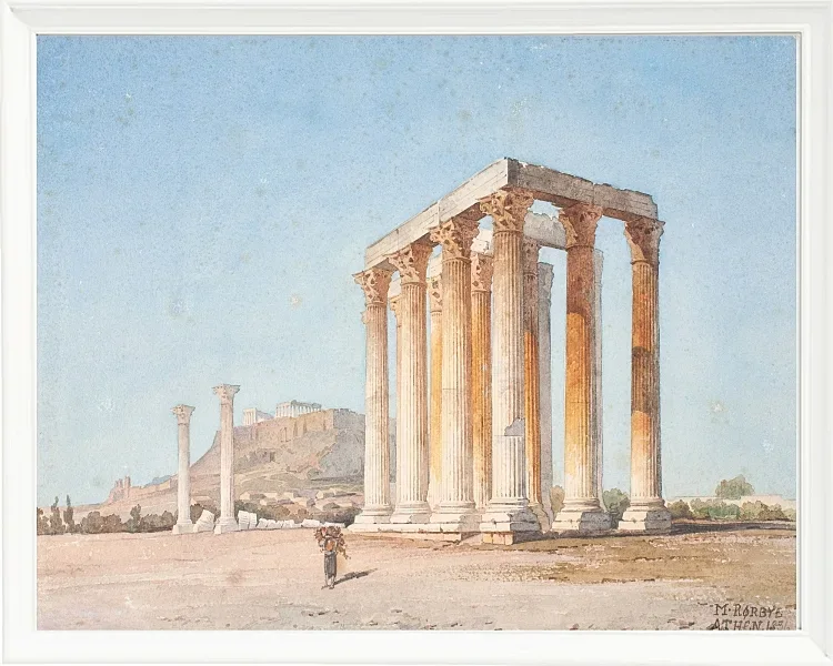 Martinus Rørbye – Der Zeustempel 1835 | Giclée Kunstdruck gerahmt