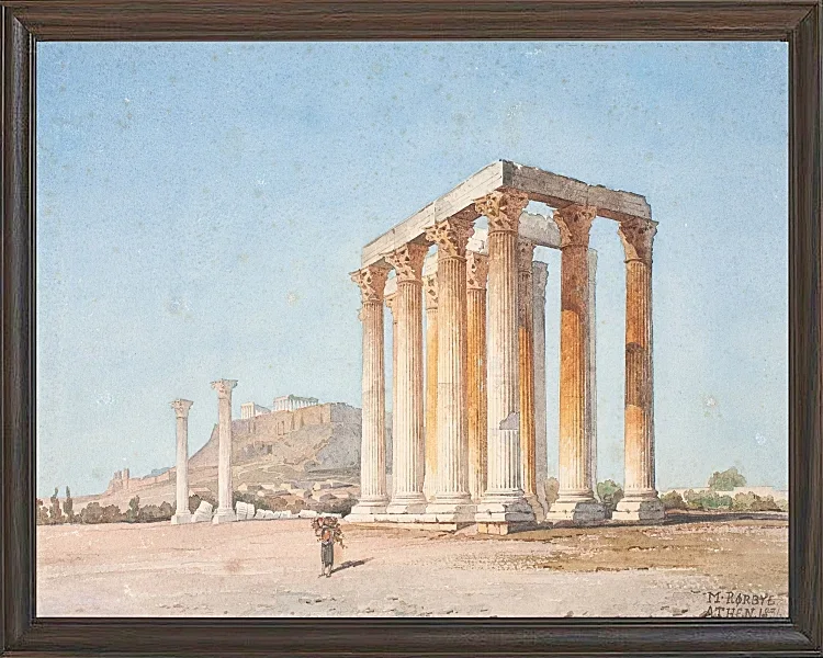 Martinus Rørbye – Der Zeustempel 1835 | Giclée Kunstdruck gerahmt
