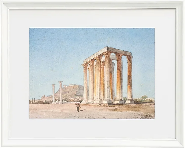 Martinus Rørbye – Der Zeustempel 1835 | Giclée Kunstdruck gerahmt