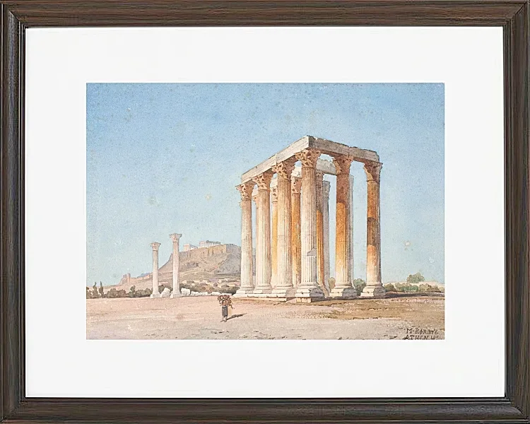 Martinus Rørbye – Der Zeustempel 1835 | Giclée Kunstdruck gerahmt