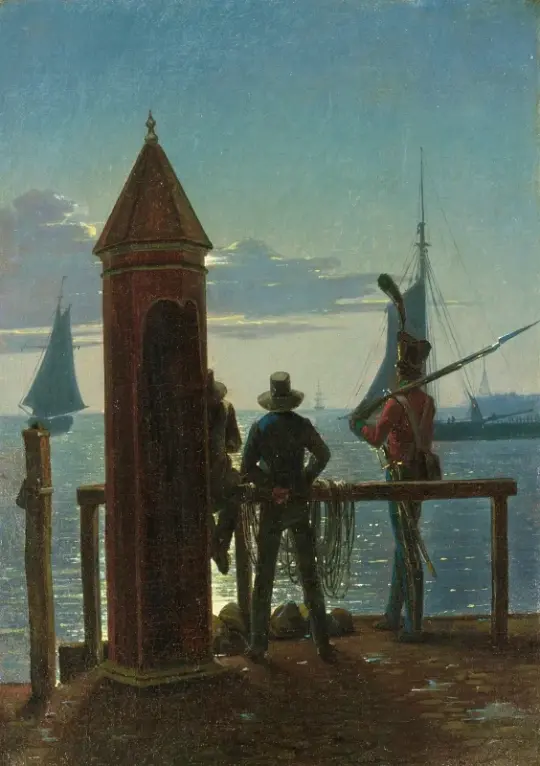 Martinus Rørbye | Citadel in Copenhagen by Moonlight – 1839 | Indrammet kunsttryk | Danmarks Guldalder