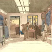 Martinus Rørbye | Et bondehus på Samsø - 1847 | Indrammet kunsttryk | Danmarks Guldalder