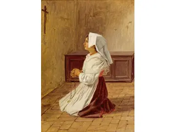 Martinus Rørbye | Eine betende Italienerin - 1836 | Gerahmter Kunstdruck | Goldenes Zeitalter Dänemark