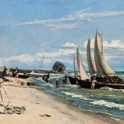 Martinus Rørbye | Strand ved Skagen Vesterby - 1847 | Indrammet kunsttryk | Danmarks Guldalder