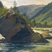 Martinus Rørbye – Ein Findling in den Stromschnellen 1830 | Giclée Kunstdruck gerahmt