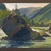 Martinus Rørbye – Ein Findling in den Stromschnellen 1830 | Giclée Kunstdruck gerahmt