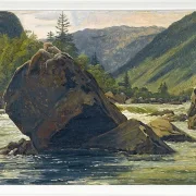 Martinus Rørbye – Ein Findling in den Stromschnellen 1830 | Giclée Kunstdruck gerahmt