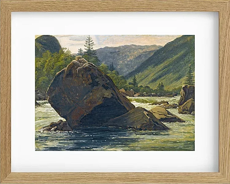 Martinus Rørbye – Ein Findling in den Stromschnellen 1830 | Giclée Kunstdruck gerahmt