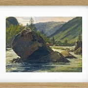 Martinus Rørbye – Ein Findling in den Stromschnellen 1830 | Giclée Kunstdruck gerahmt